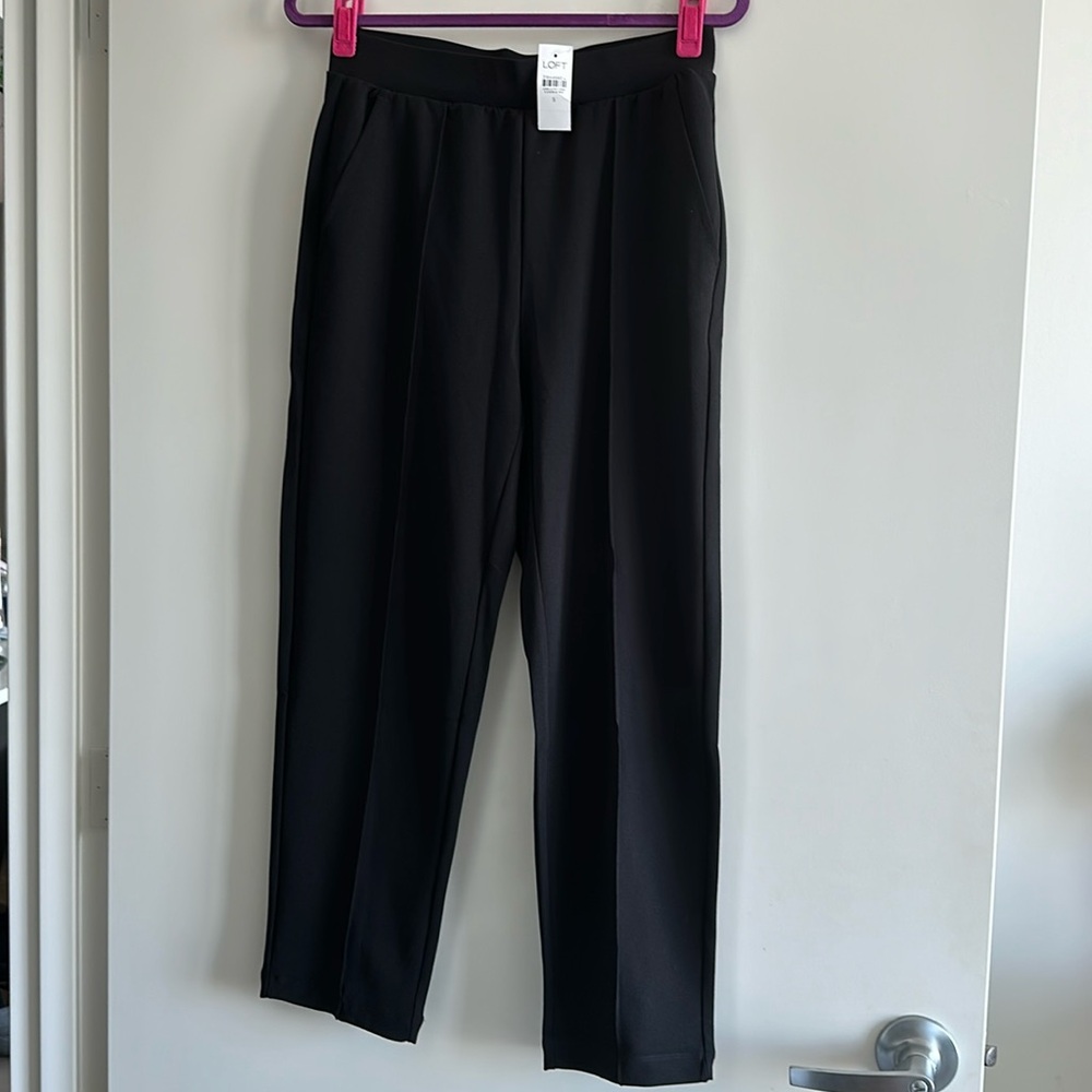 LOFT ankle length stretch slacks, black, size small